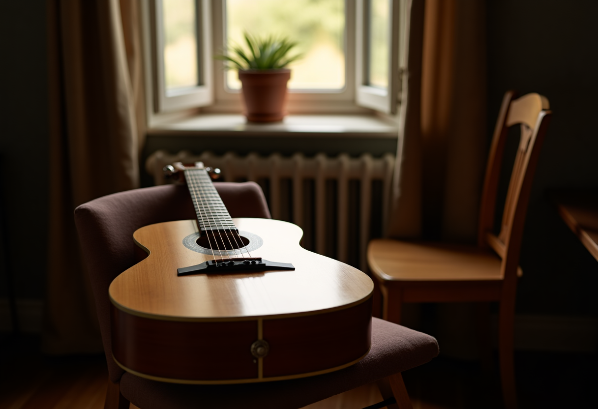 Sara mentre suona la chitarra e sogna il futuro