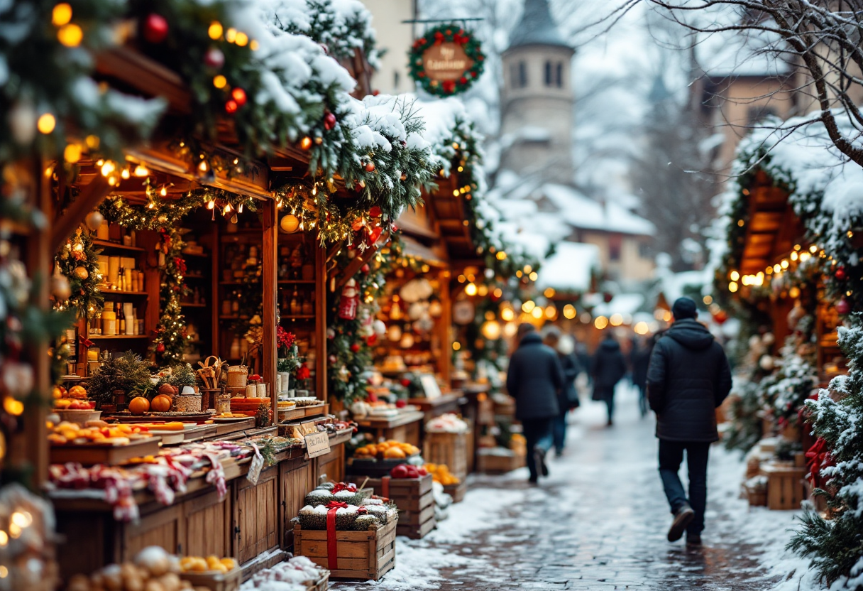 Mercatini di Natale in Emilia-Romagna con decorazioni festive