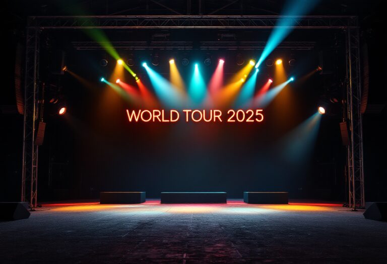 Damiano David durante l'annuncio del World Tour 2025