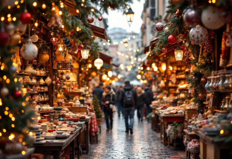 Mercatini di Natale a Palermo con luci e decorazioni