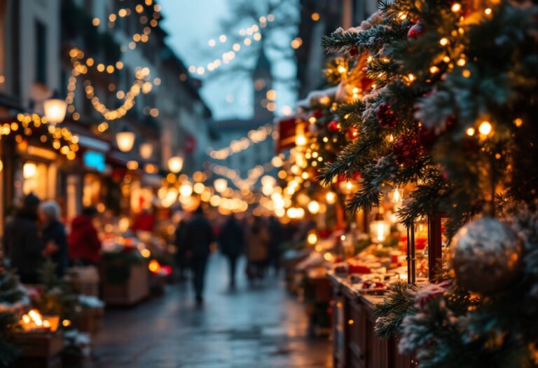 Firenze durante il Natale con luci e decorazioni festive