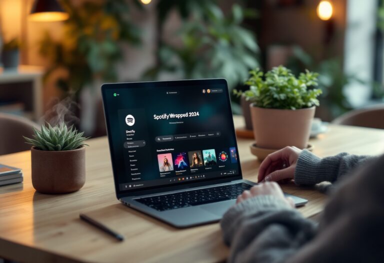 Grafica di Spotify Wrapped 2024 con statistiche musicali