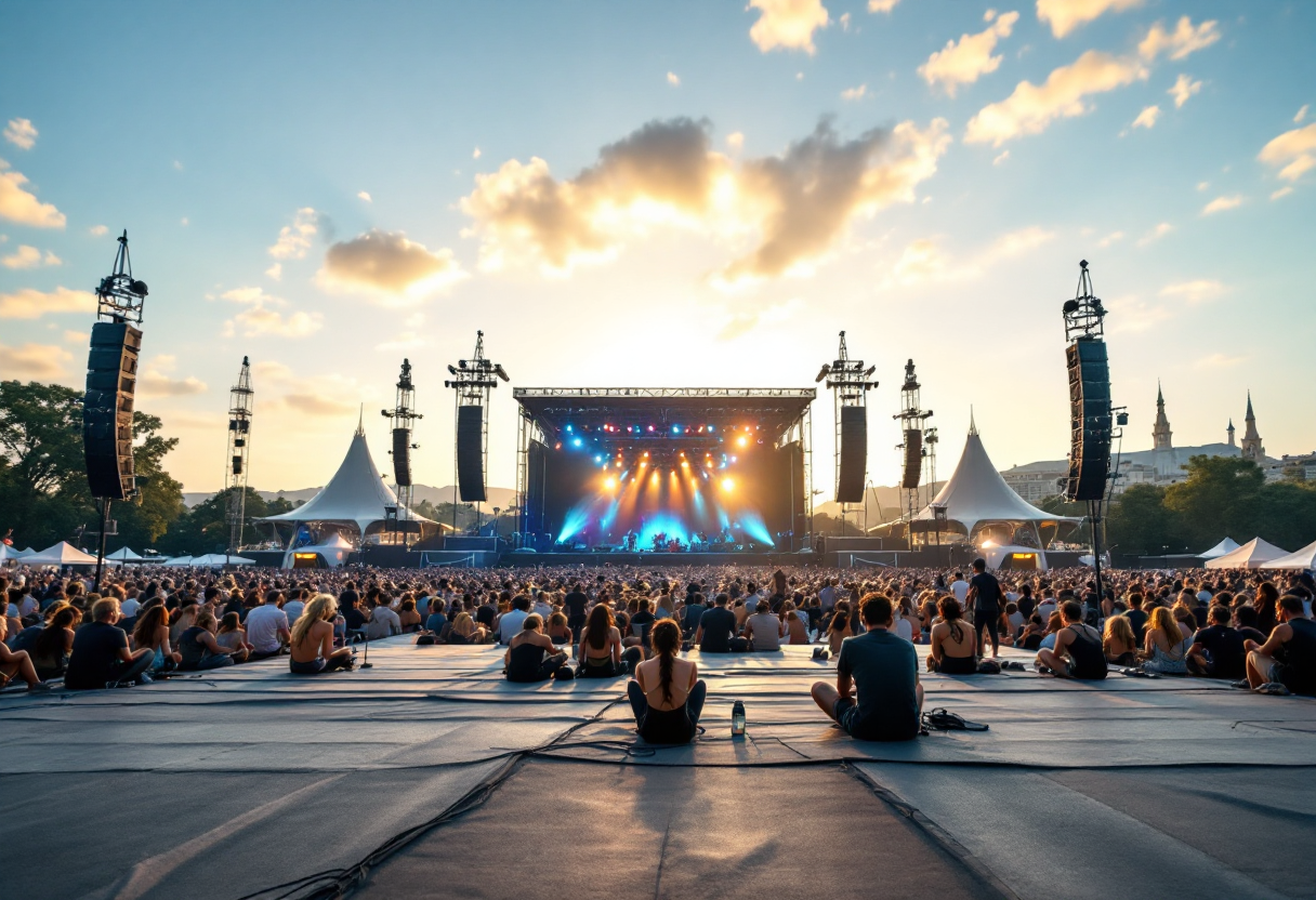 Artisti si esibiscono al concerto del Primo Maggio a Roma