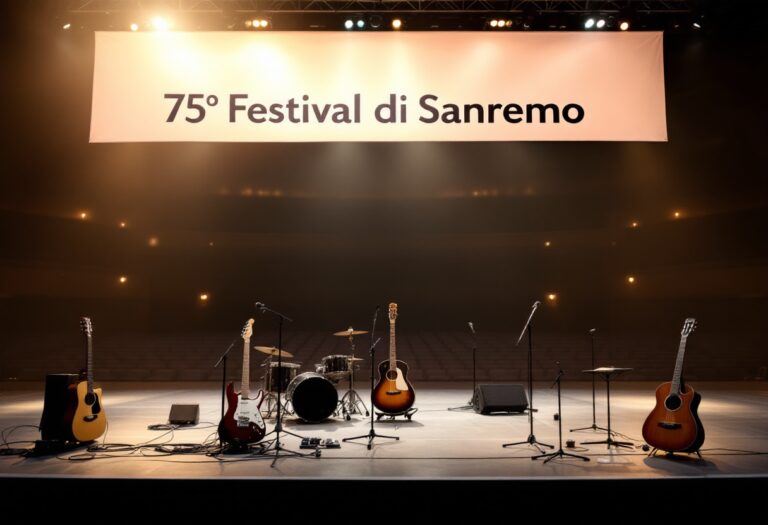 Immagine del 75° Festival di Sanremo con artisti sul palco