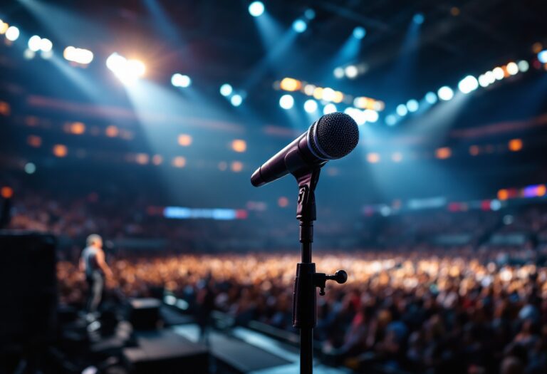 Fedez durante il concerto per il decennale all'Unipol Forum