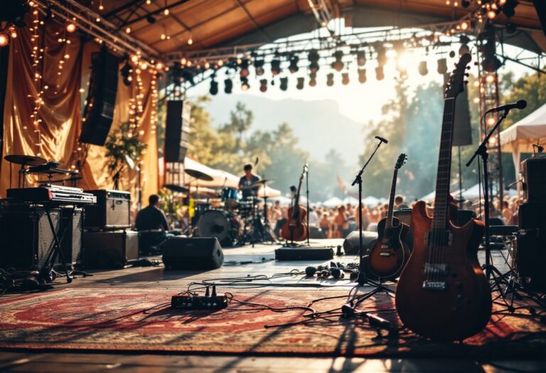 Immagine del festival della musica italiana con artisti e pubblico