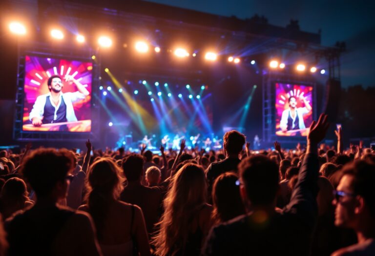 Immagine del festival della canzone italiana con artisti sul palco