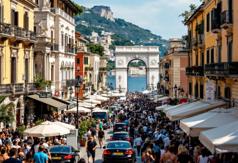 Immagine del Festival di Sanremo con turisti in visita