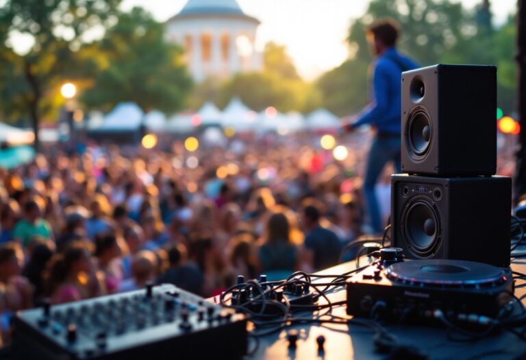 Artisti sul palco durante un festival musicale emozionante