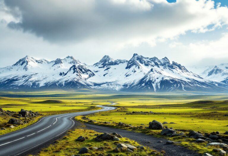 Paesaggio mozzafiato dell'Islanda durante un viaggio in auto