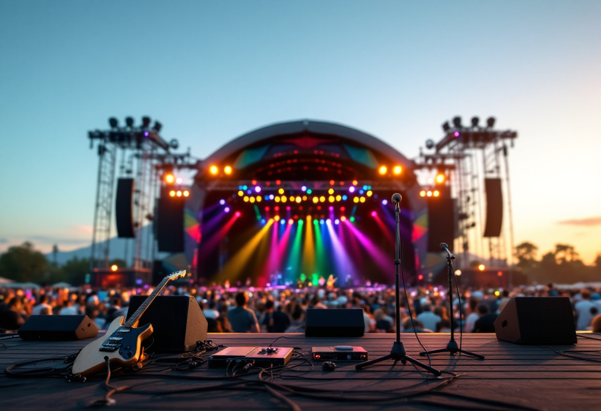 Immagine del festival della canzone italiana con artisti sul palco